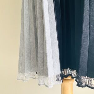 Elegant Black and Gray Pleated Midi Skirt